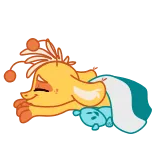 😴 Cartoon, Tier, Schlafend, Niedlich, Orange, Blau whatsapp sticker
