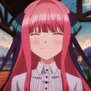 🌿 anime, garota, sorrindo, cabelo rosa, fofa whatsapp sticker