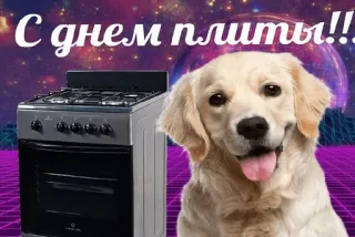 🐶 С днем плиты!!! dog, stove, kitchen, celebration, humor telegram sticker