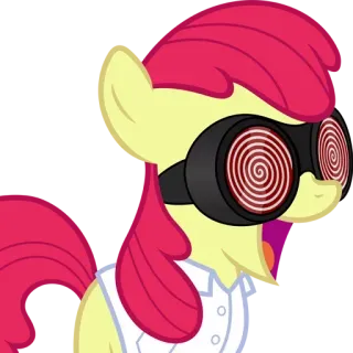 😄 Apple Bloom My Little Pony Pônei, Desenho animado, Óculos, Hipnótico, Apple Bloom, My Little Pony telegram sticker