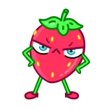 😡 fragola, arrabbiato, cartone animato, frutta, personaggio, cibo telegram sticker