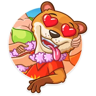 😍 loutre, amour, coeurs, hawaïen, collier de fleurs, dessin animé, animal telegram sticker