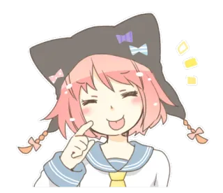 😝 anime, kawaii, cute, girl, cat ears whatsapp sticker