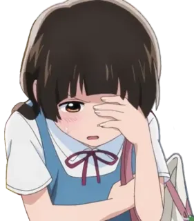 🐻 anime girl, embarrassed, sad, crying, anime character, school uniform telegram sticker