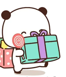 🎁 Panda, Lecca-lecca, Regalo, Carino, Cartone animato, Dono telegram sticker