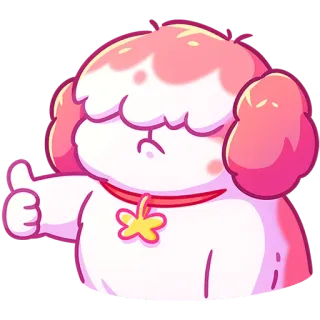 👍 dog, cute, pink, sticker, cartoon, thumbs up, approval telegram sticker