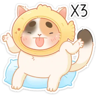 🤷‍♂️ X3 gato, pegatina, pez, animal, lindo, dibujo animado, meme whatsapp sticker