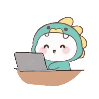 💻 공룡, 노트북, 귀여운, 만화, 동물, 귀여운 telegram sticker