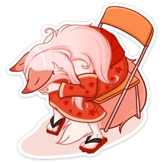 😣 fox, anime, girl, chair, kawaii, sad whatsapp sticker