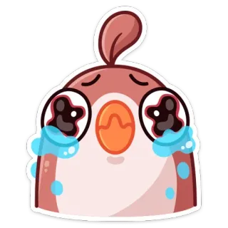 🐦 Kreskówka, Ptak, Płaczący, Smutny, Emocje, Kawaii, Naklejka telegram sticker
