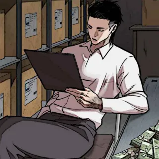 ⚖ мужчина, склад, деньги, инвентарь, коробки telegram sticker