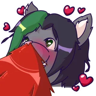 😻 Anime, Wilk, Kreskówka, Serca, Kawaii telegram sticker