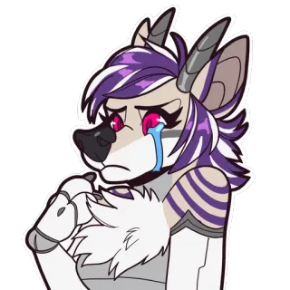 😥 Furry, Piangendo, Triste, Antro, Animale, Carino, Personaggio telegram sticker