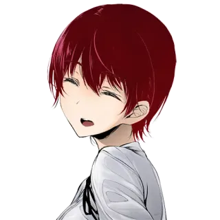 😄 аниме, девушка, женщина, рыжие волосы, портрет telegram sticker