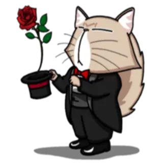 🌹 cat, tuxedo, rose, magic, pet, cartoon telegram sticker