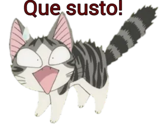 😵 Que susto! кот, испуганный, аниме, сюрприз, мультфильм whatsapp sticker