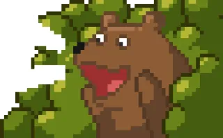 😊 медведь, животное, мультфильм, милый, лес, природа, пиксель арт, смешной telegram sticker