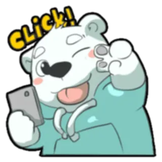 😉 CLick! Bär, Cartoon, Handy, Selfie, süß, Tier, fröhlich telegram sticker