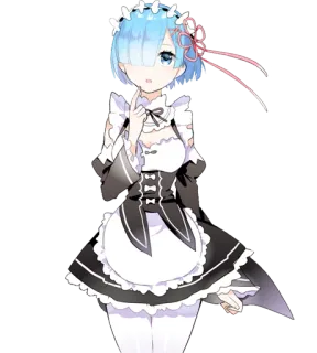 🤔 Rem Anime, Maid, Lindo, Pelo azul whatsapp sticker