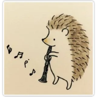 💭 ёж, кларнет, музыка, животное, милый whatsapp sticker