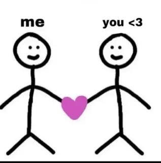 🌟 me you <3 stick figures, friendship, love, heart, cartoon, relationship telegram sticker