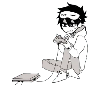 🎮 gaming, gamer, console, controller, sleep mask, sitting, anime, manga telegram sticker