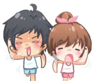 🏃 running, exercise, sweating, cartoon, couple whatsapp sticker