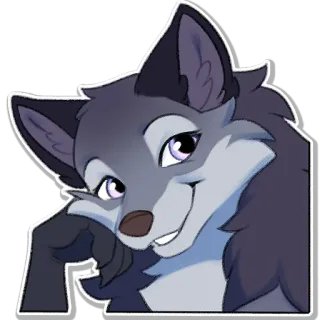 😀 wolf, furry, animal, cartoon, purple eyes telegram sticker