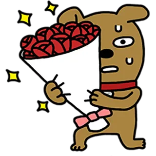 💘 chien, bouquet, roses, cadeau, dessin animé, mignon whatsapp sticker