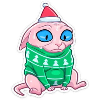 😰 Katze, Weihnachten, Pullover, lustig, süß, Cartoon whatsapp sticker