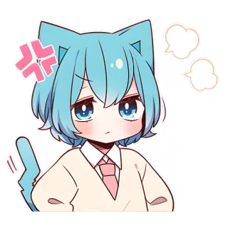 😤 อนิเมะ, มังงะ, น่ารัก, คาวาอิ, แมว, โกรธ telegram sticker