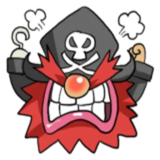 😡 bajak laut, kartun, marah, tengkorak, kait, jenggot merah whatsapp sticker