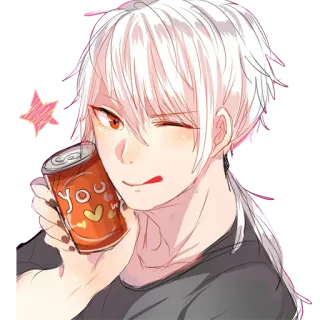 😋 YOU Anime, Cartoon, Getränk, Dose, Zwinkern, Süß, Anime Figur telegram sticker