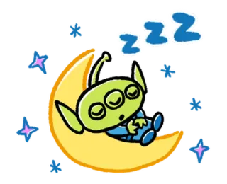 👿 Alien Toy Story ZZZ 외계인, 달, 수면, zzz, 만화 telegram sticker