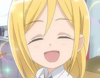 😆 anime, desenho animado, loira, garota, sorrindo whatsapp sticker