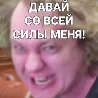 😜 ДАВАЙ СО ВСЕЙ СИЛЫ МЕНЯ! russisch, meme, Gesichtsausdruck telegram sticker