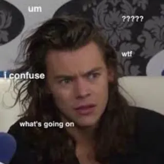 😕 um ????? wtf I confuse what's going on confused, meme, celebrity, question, expression, funny, reaction, harry styles telegram sticker