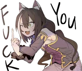 🖕 FUCK You anime, catgirl, middle finger, offensive telegram sticker