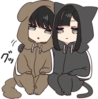💑 グッ anime, cat, dog, cute, kawaii telegram sticker