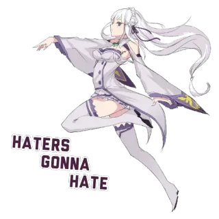 😏 HATERS GONNA HATE anime, haters, gonna, hate, girl, white hair, character whatsapp sticker