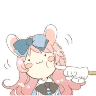 👈 Мультфильм, Милый, Аниме, Персонаж, Розовый, Кроличьи ушки, Каваий telegram sticker