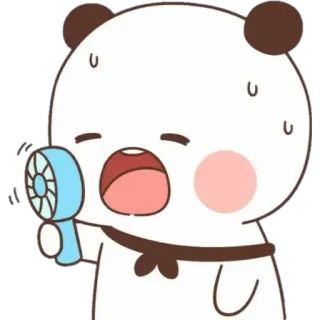 🍼 cartoon, panda, fan, hot, sweating, cute whatsapp sticker