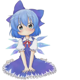 😳 Cirno Touhou Project อนิเมะ, ผู้หญิง, น่ารัก, ผมสีฟ้า, ปีก, Cirno telegram sticker