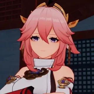 🌸 Yae Miko Genshin Impact アニメ, ゲーム, 原神, 八重神子, キャラクター whatsapp sticker