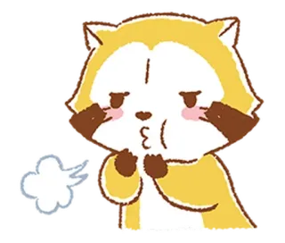 💨 tanuki, chien viverrin, animal, mignon, kawaii, épuisé, soulagement telegram sticker
