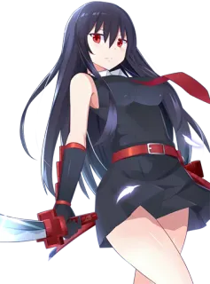 😏 Akame Akame ga Kill! Anime, Zwaard, Krijger, Meisje, rode ogen telegram sticker