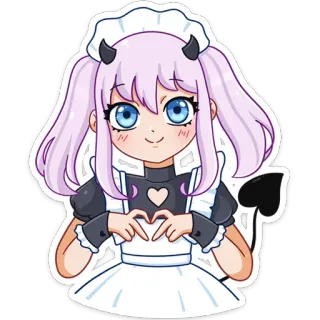 ☺️ Anime Mädchen, niedlich, Dämonen Mädchen, Maid, kawaii, Sticker, Anime telegram sticker