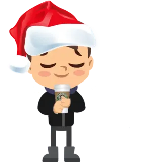 🎄 natale, cappello da babbo natale, caffè, inverno, vacanze whatsapp sticker