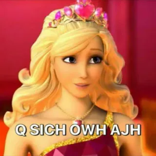 😆 Barbie Q SICH OWH AJH Barbie, putri, animasi, kartun, pirang, tiara telegram sticker
