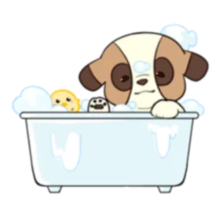 🛁 cane, bagno, cartoni animati, carino, cucciolo, animali whatsapp sticker